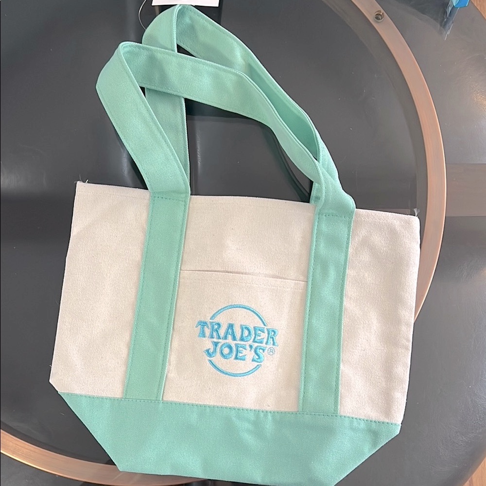 Trader Joe’s Mini Pastel Mint Green Canvas Tote, NWT (2025 Collection)